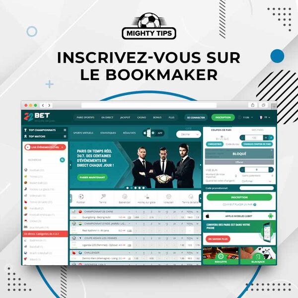 Inscrivez-vous sur le bookmaker